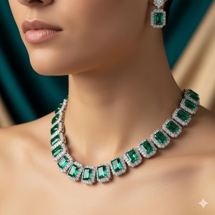 Emerald Halo Necklace
