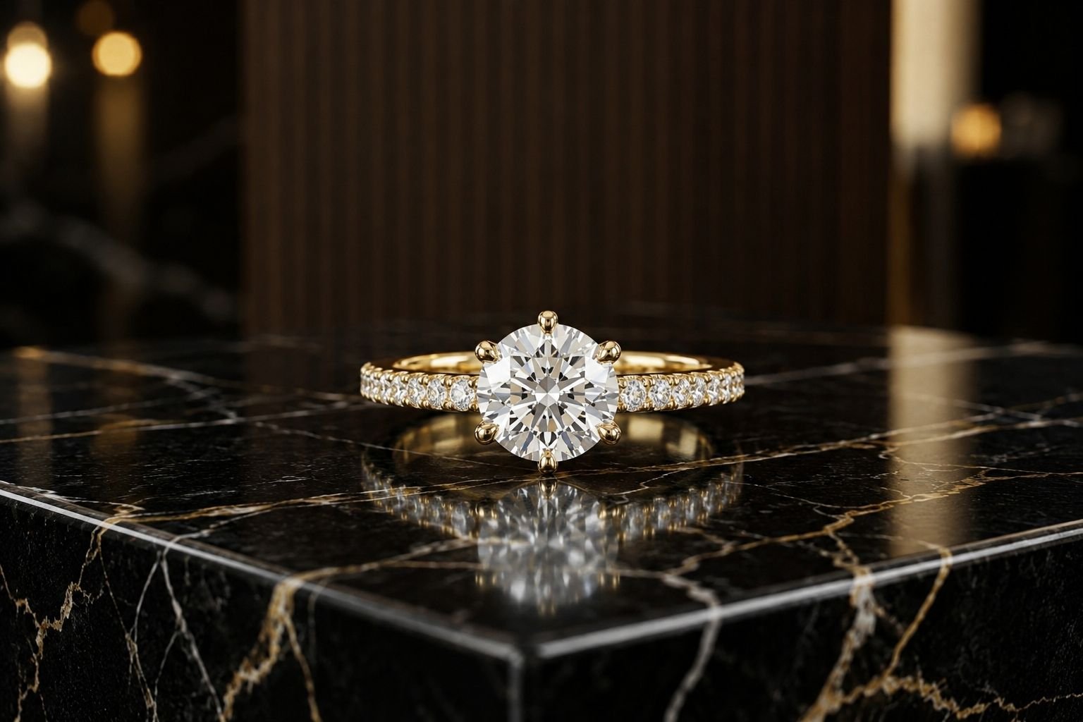 After - Ring on luxury marble background